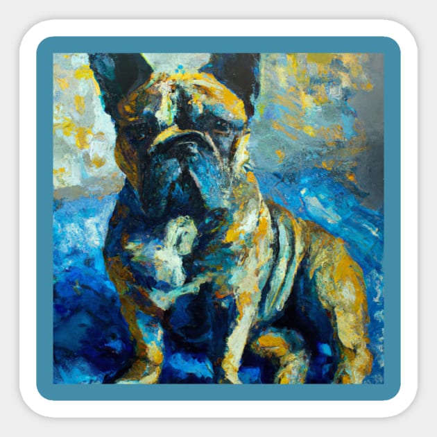 French Bulldog in the style of Van Gogh Sticker by Star Scrunch